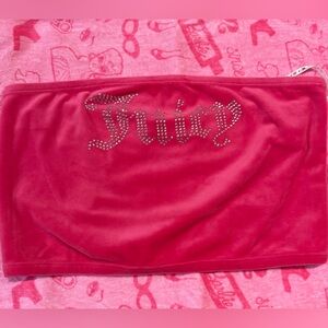 Juicy Couture Pink Velour Bandeau with Rhinestone Accent